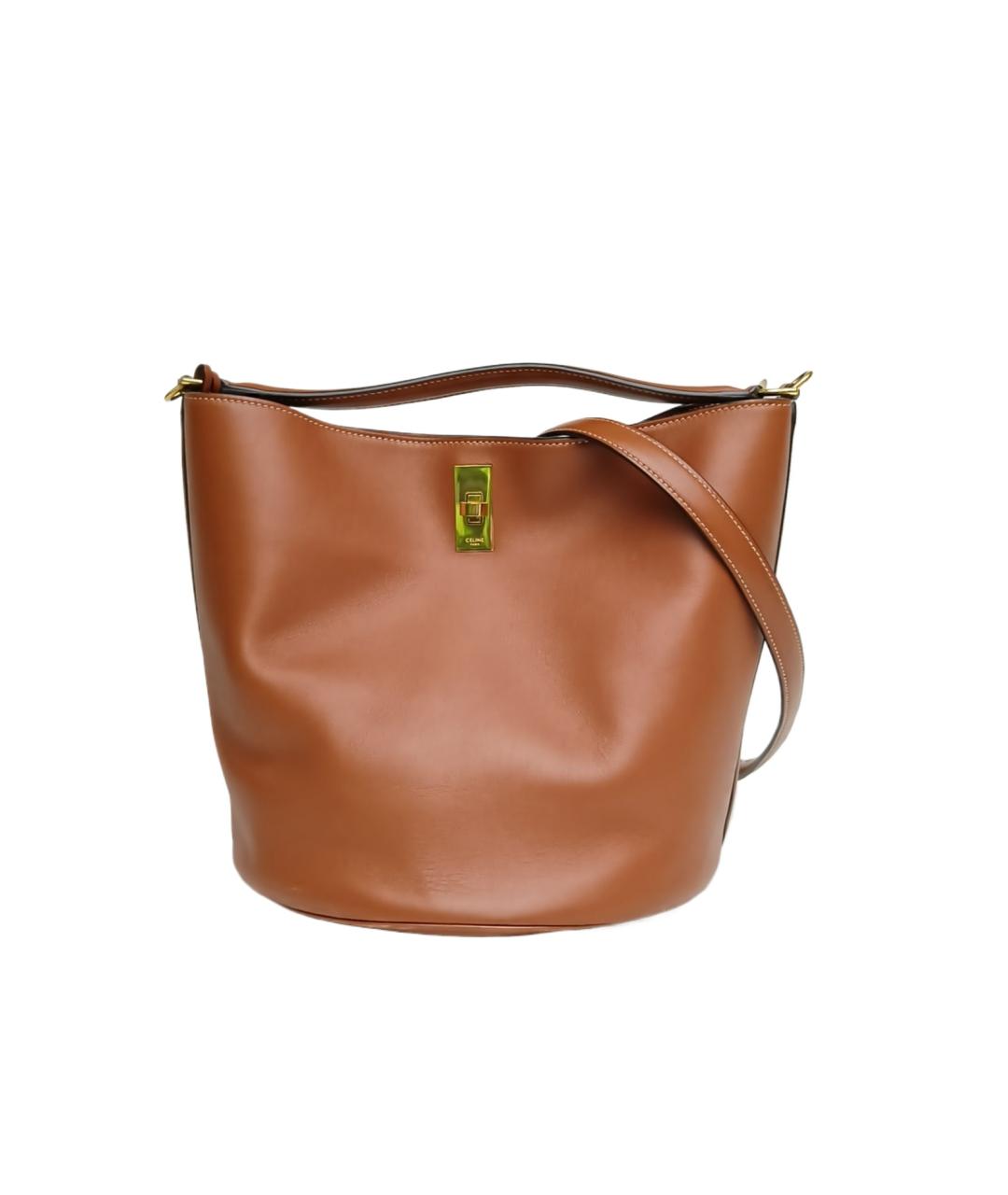 CELINE Коричневая кожаная сумка через плечо, фото 1