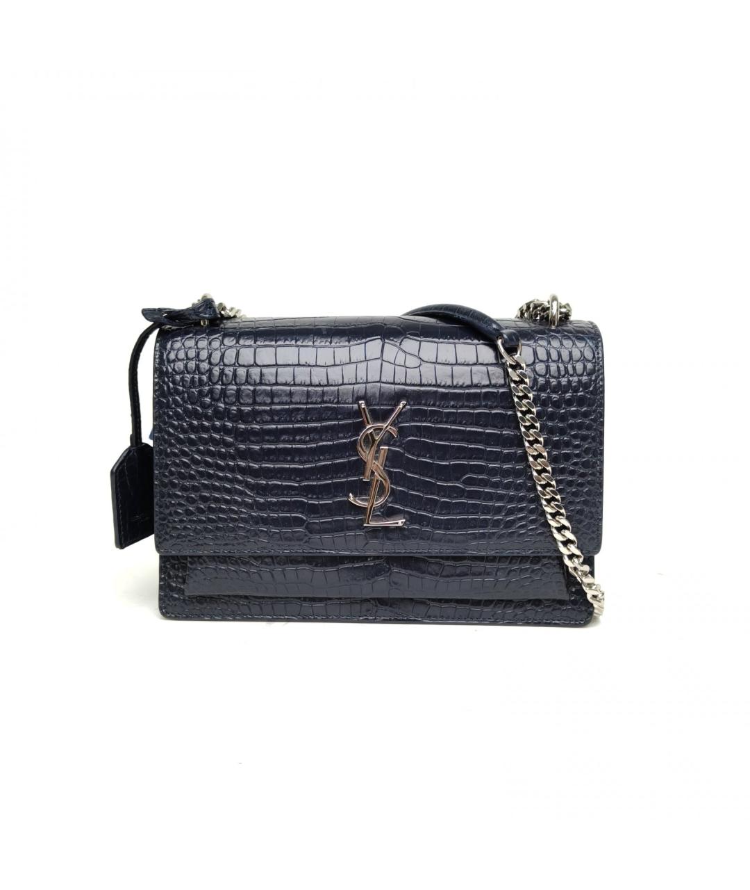 SAINT LAURENT Темно-синяя кожаная сумка через плечо, фото 2