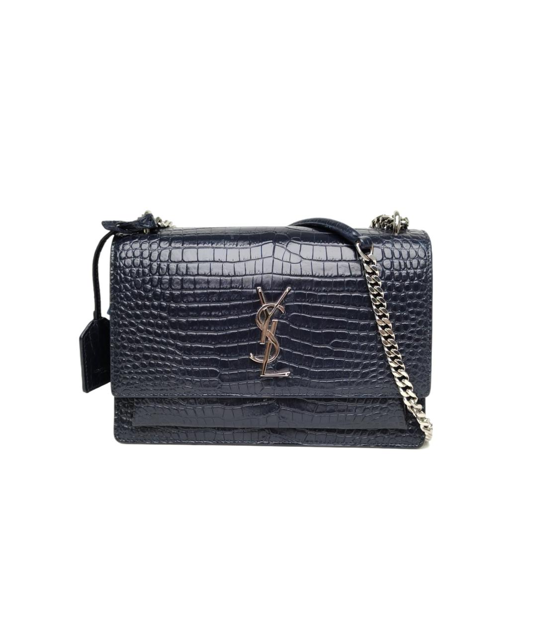 SAINT LAURENT Темно-синяя кожаная сумка через плечо, фото 10