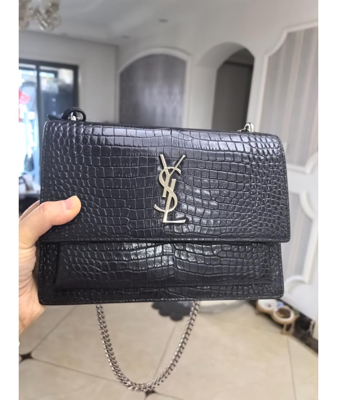 SAINT LAURENT Темно-синяя кожаная сумка через плечо, фото 9