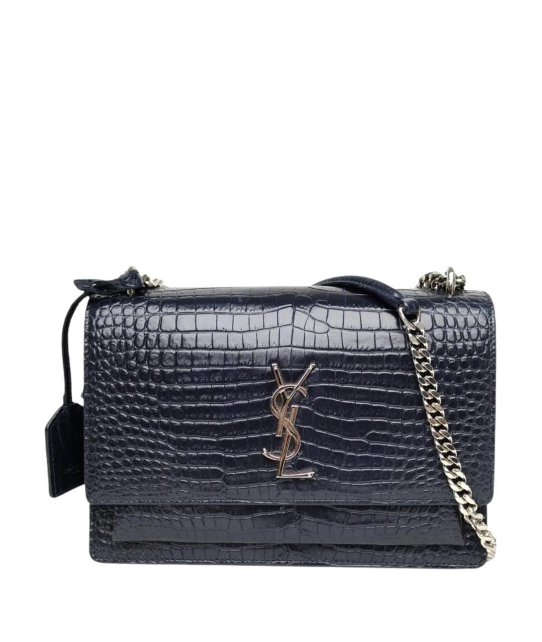 SAINT LAURENT Темно-синяя кожаная сумка через плечо, фото 1