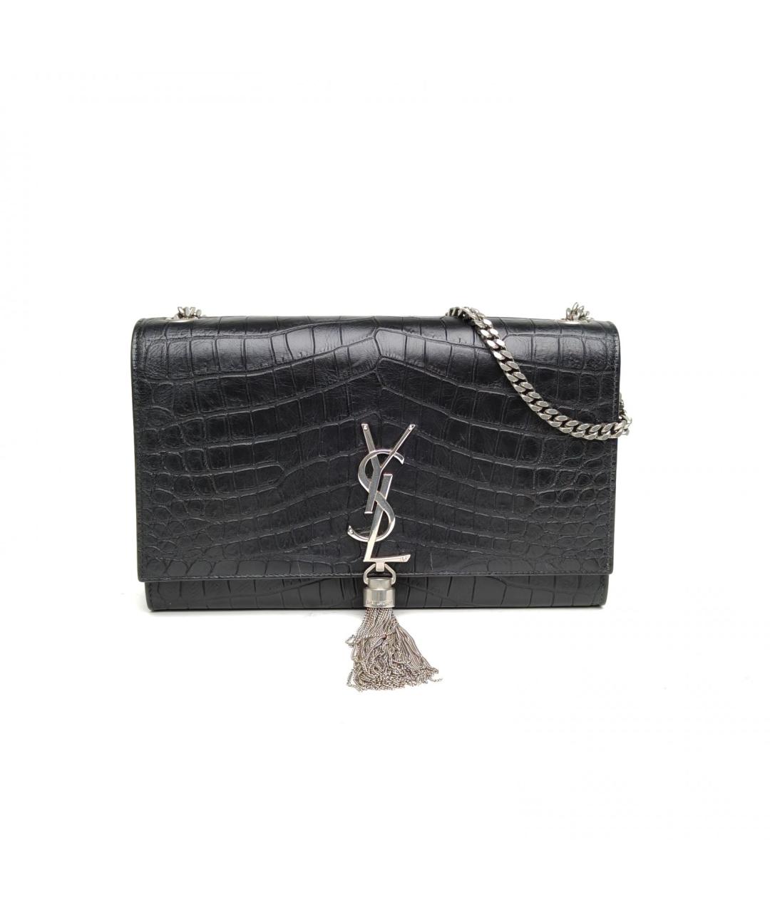 SAINT LAURENT Черная кожаная сумка через плечо, фото 2