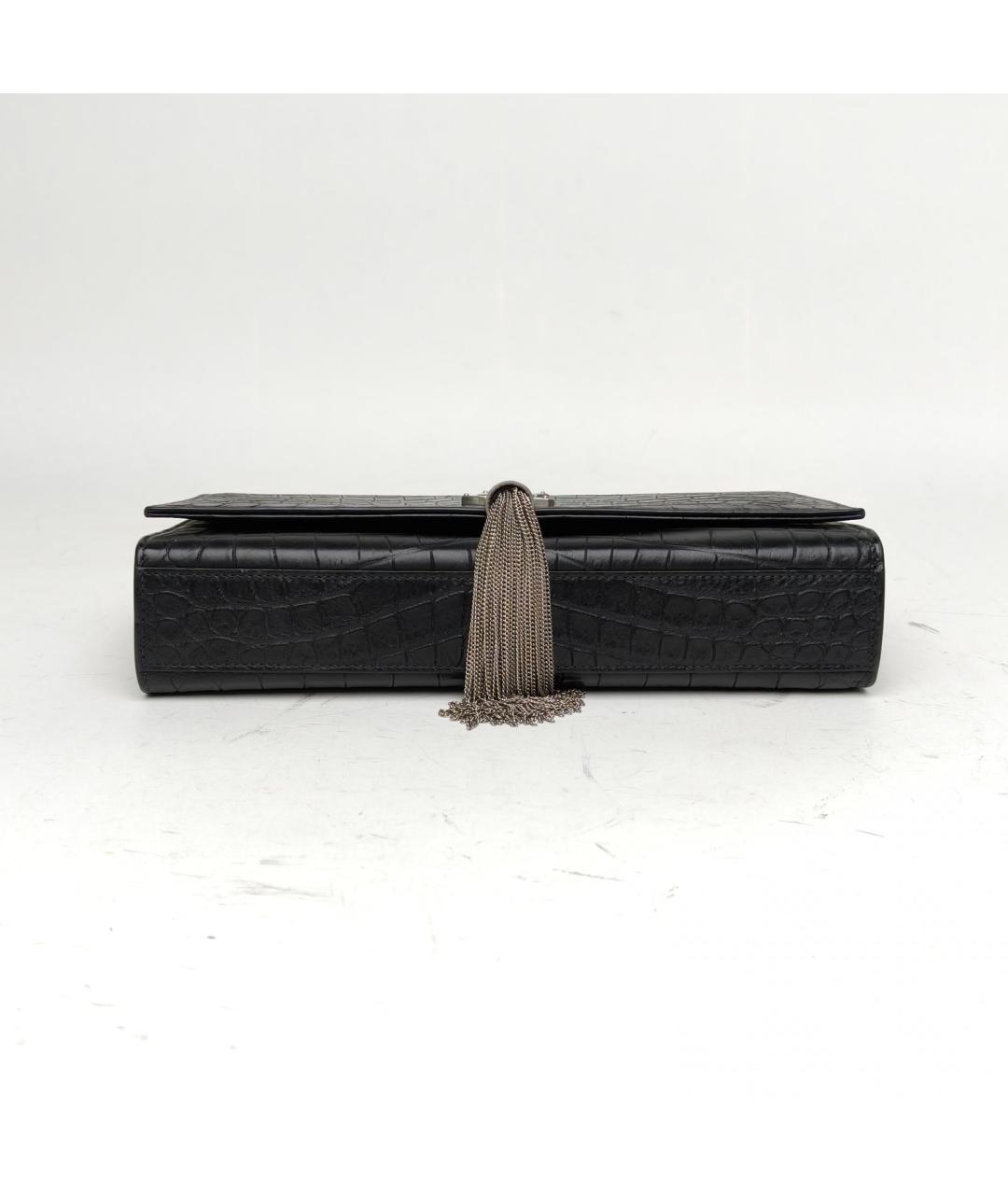 SAINT LAURENT Черная кожаная сумка через плечо, фото 6