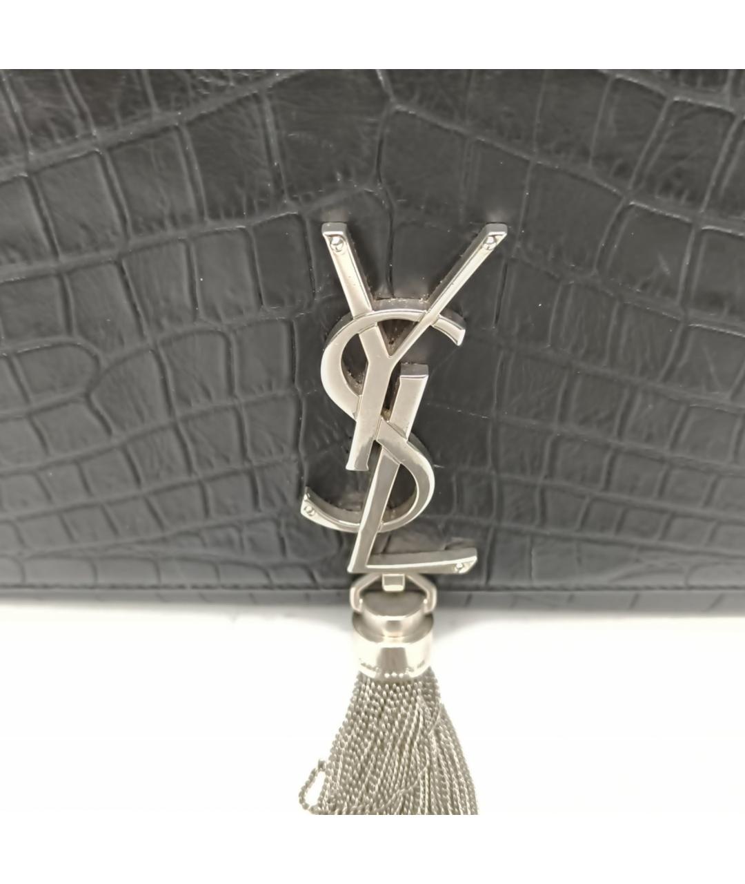 SAINT LAURENT Черная кожаная сумка через плечо, фото 8