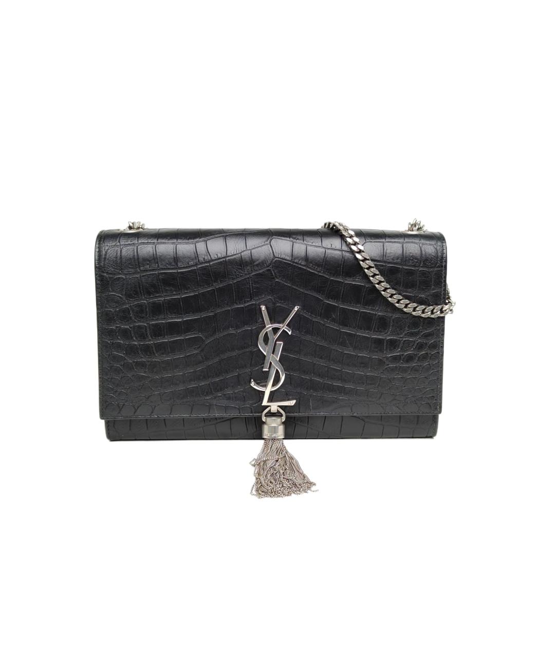 SAINT LAURENT Черная кожаная сумка через плечо, фото 10