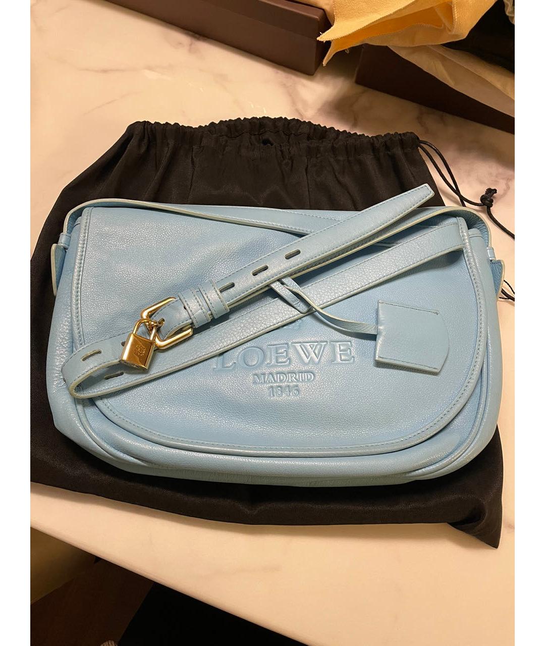 LOEWE Голубая кожаная сумка через плечо, фото 8
