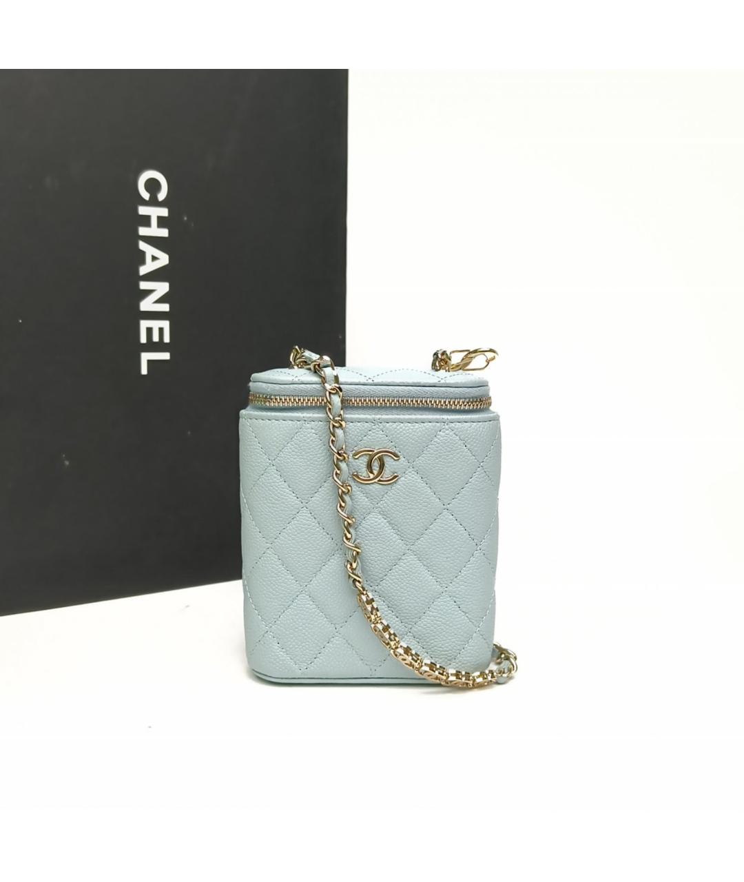 CHANEL Голубая кожаная сумка через плечо, фото 9