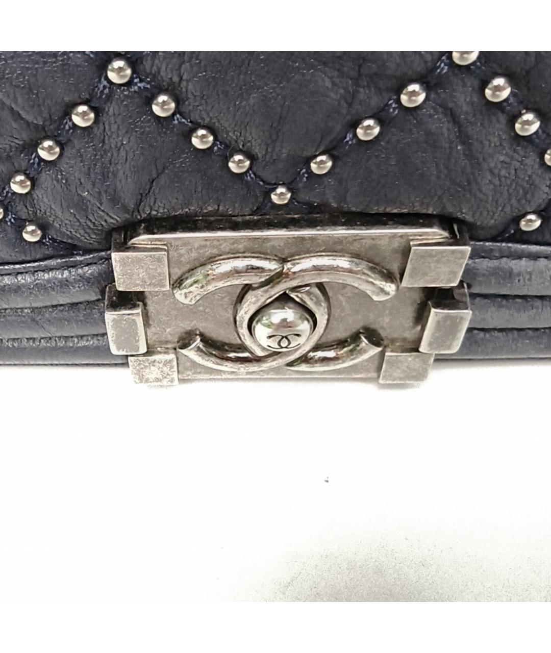 CHANEL Темно-синяя кожаная сумка через плечо, фото 7