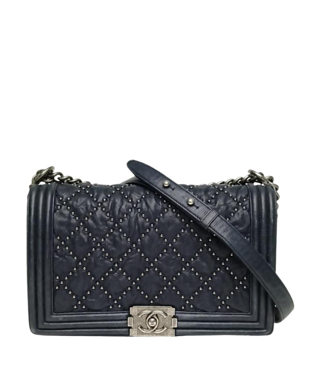 CHANEL Темно-синяя кожаная сумка через плечо, фото 1