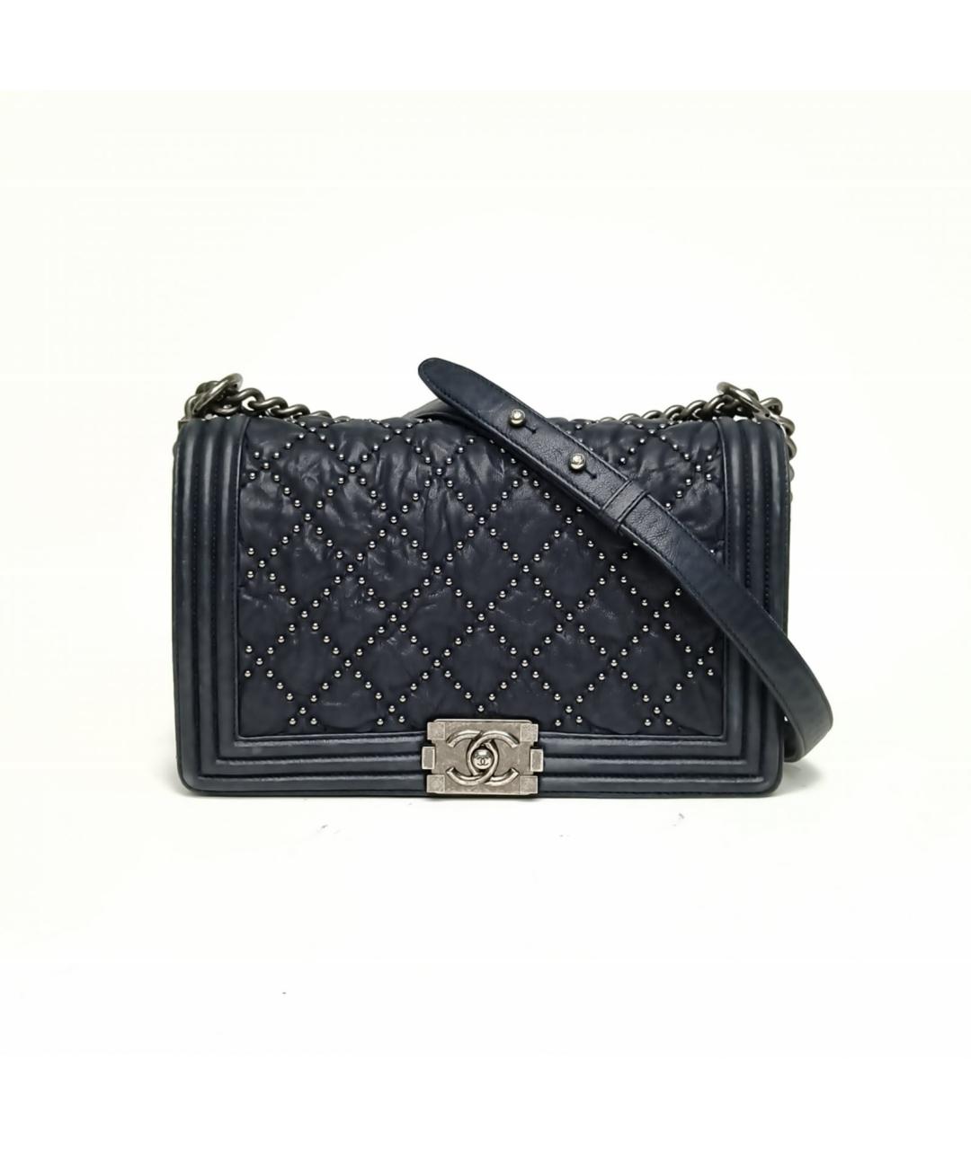 CHANEL Темно-синяя кожаная сумка через плечо, фото 2