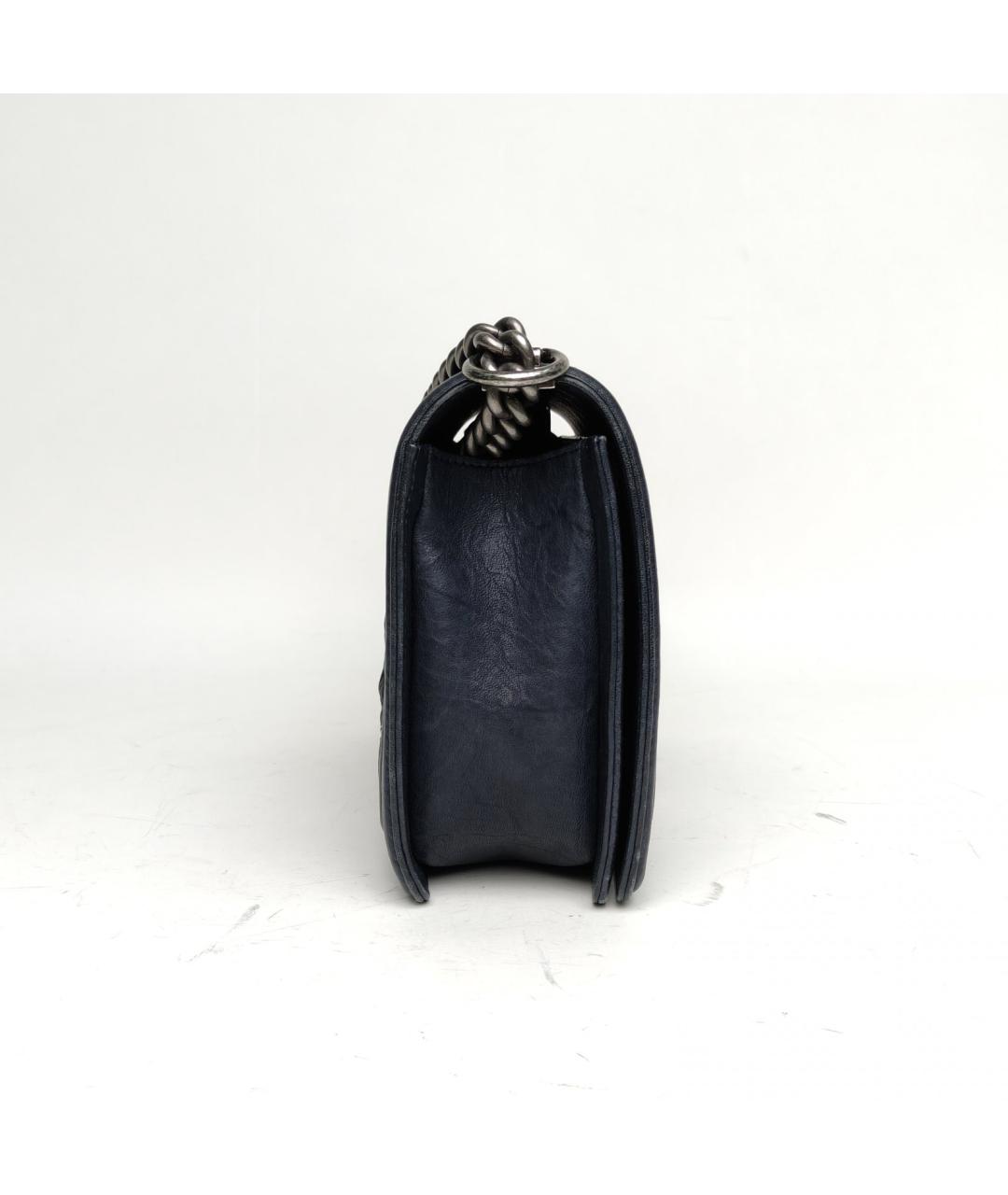 CHANEL Темно-синяя кожаная сумка через плечо, фото 5