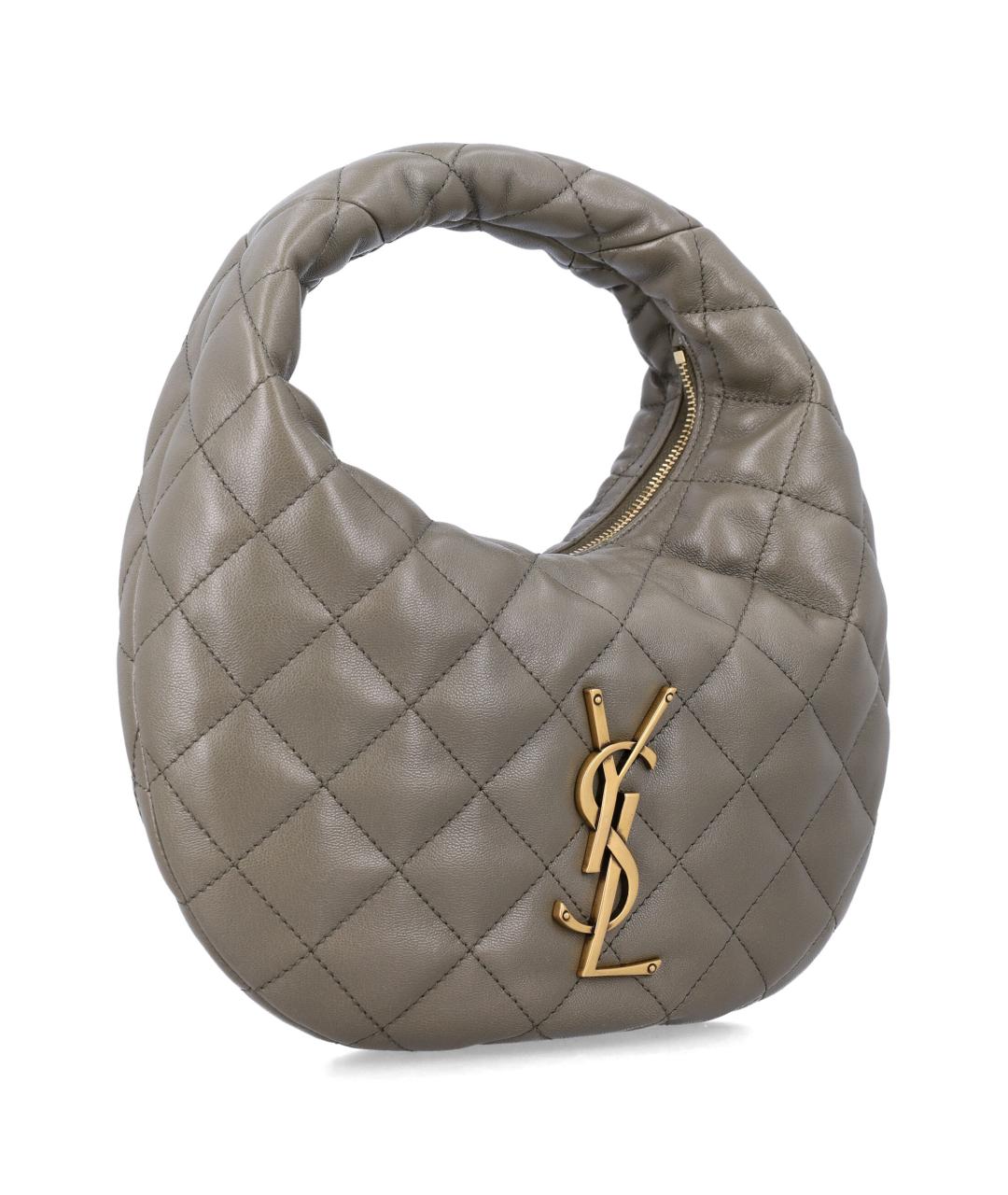 SAINT LAURENT Серая кожаная сумка тоут, фото 2