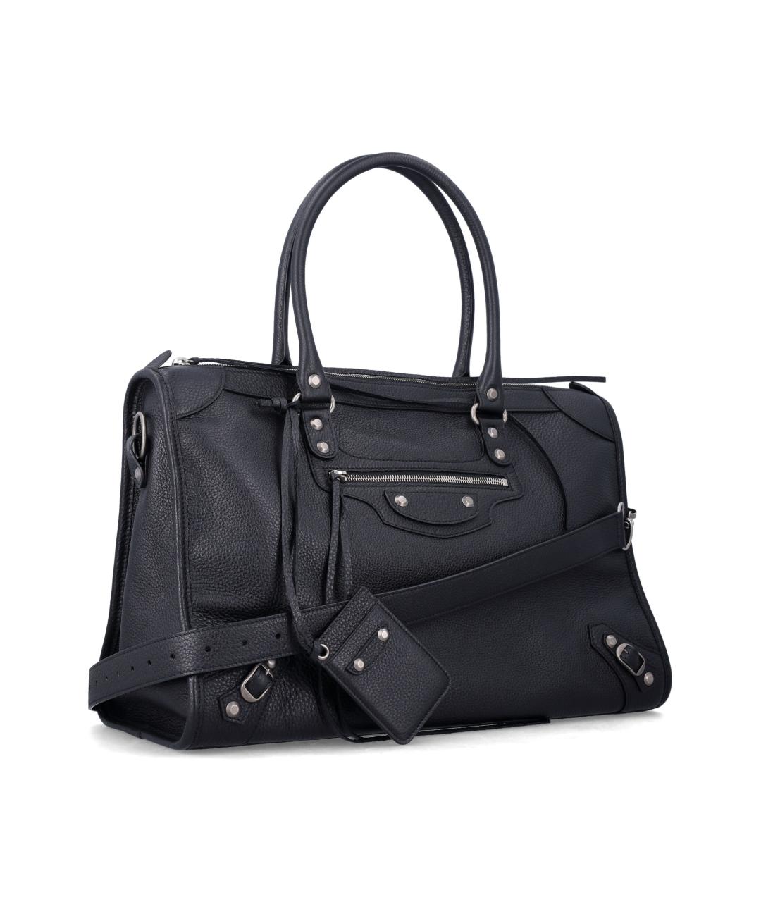 BALENCIAGA Черная кожаная сумка тоут, фото 2