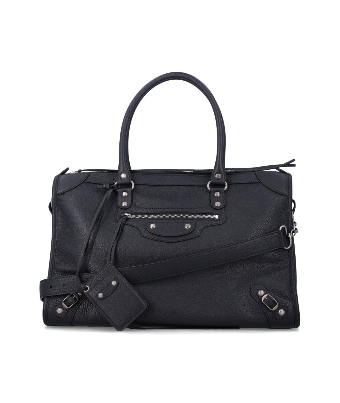 BALENCIAGA Черная кожаная сумка тоут, фото 1