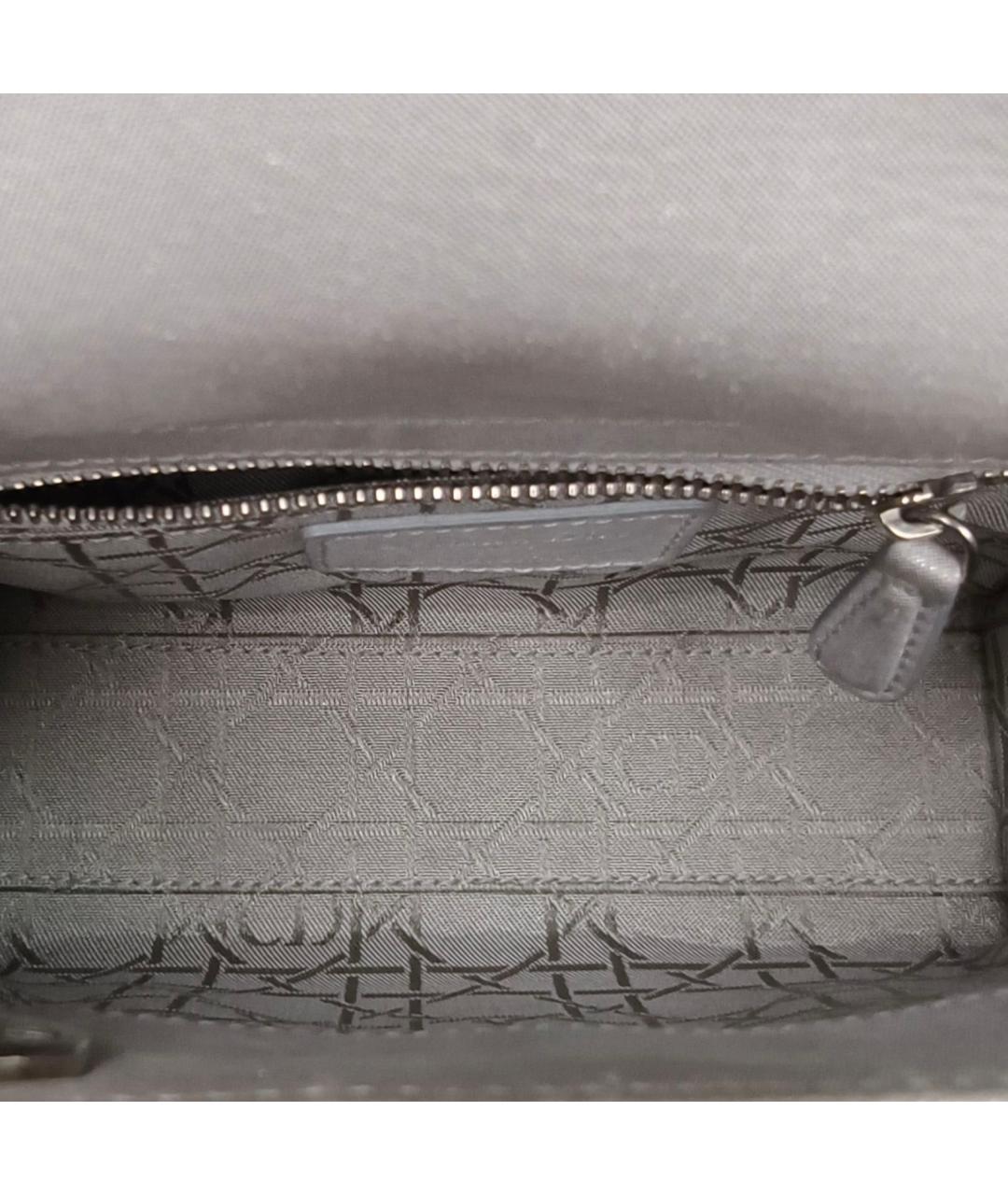 CHRISTIAN DIOR Серебряная кожаная сумка с короткими ручками, фото 7