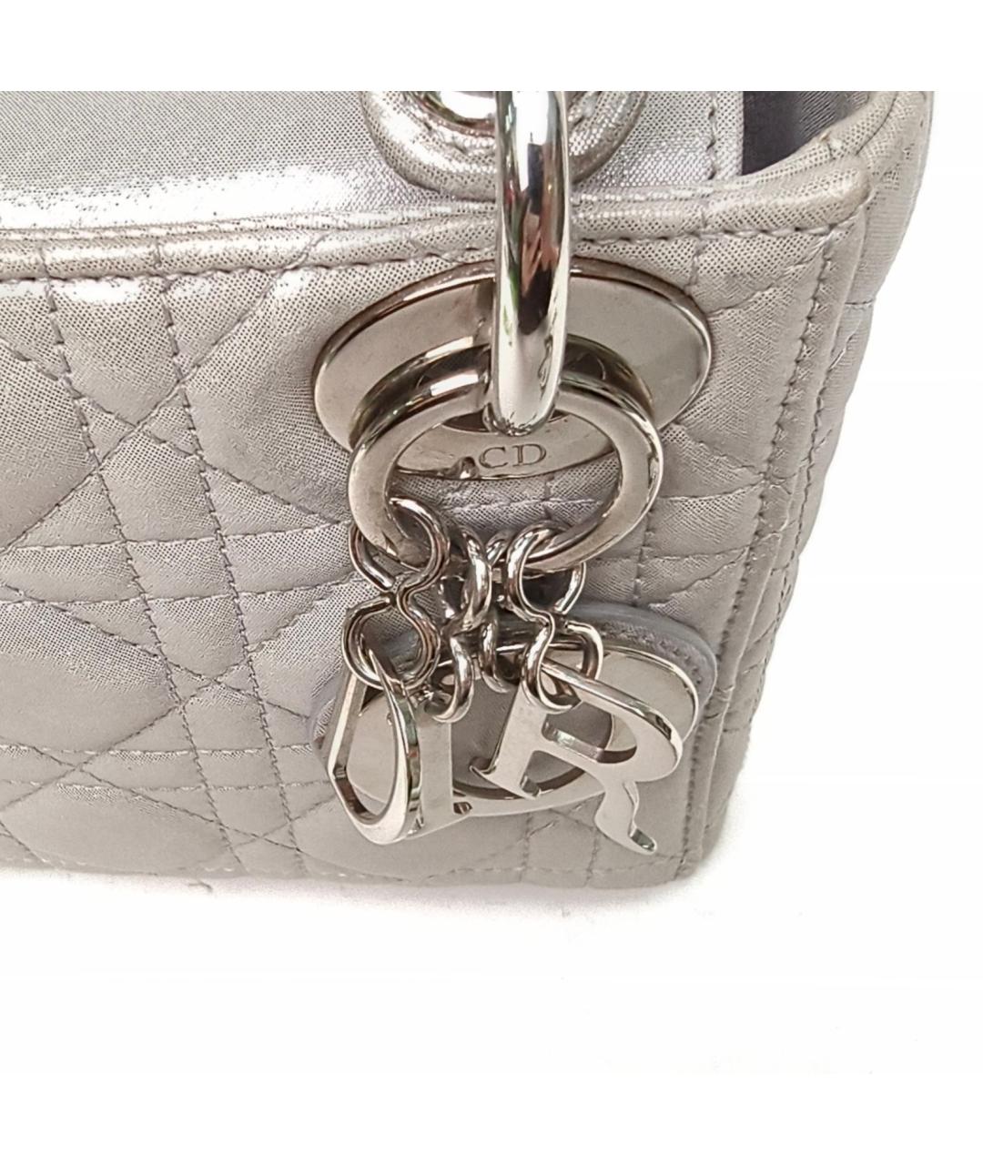 CHRISTIAN DIOR Серебряная кожаная сумка с короткими ручками, фото 8