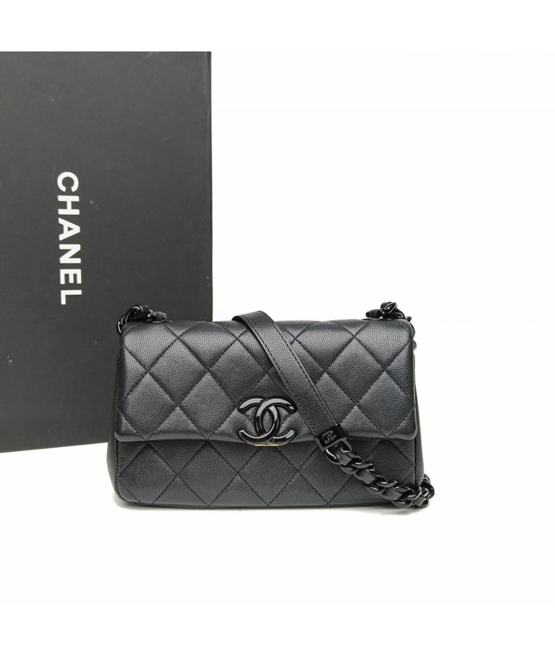 CHANEL Черная кожаная сумка через плечо, фото 9