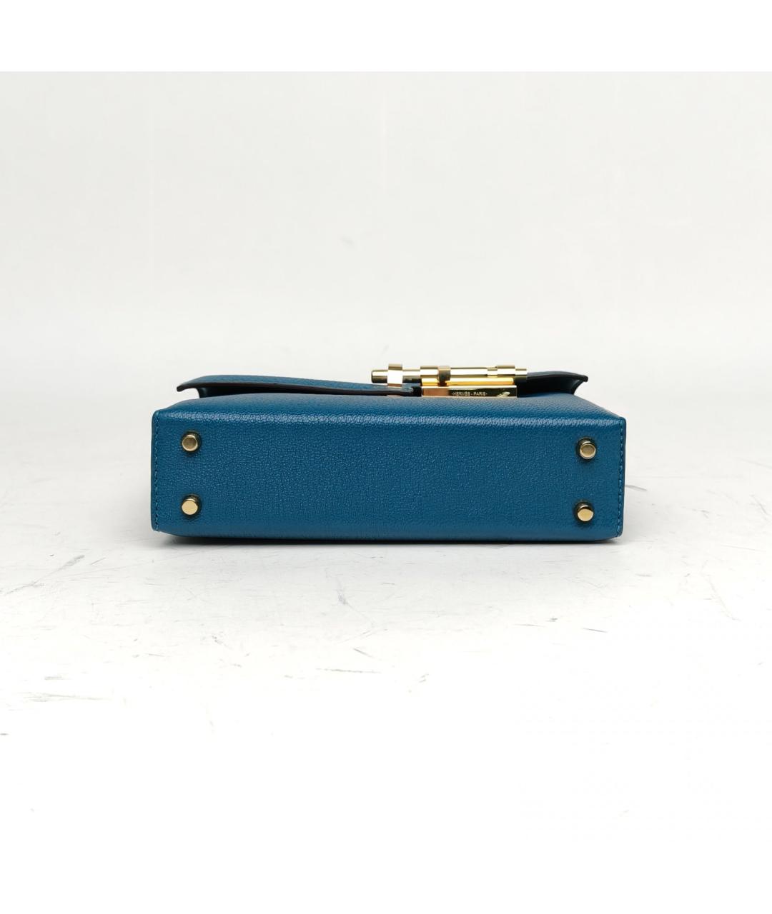 HERMES Синяя кожаная сумка через плечо, фото 6