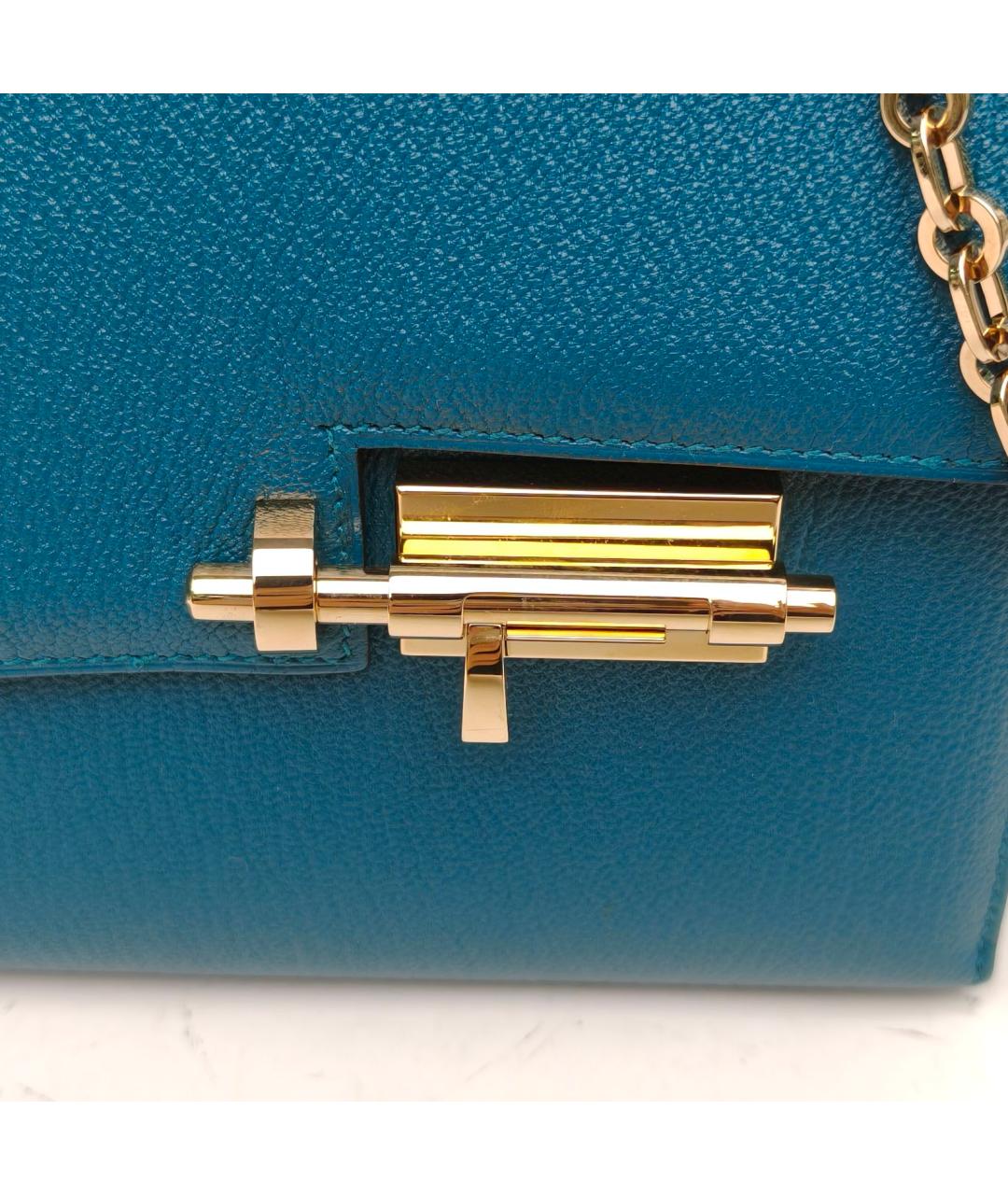 HERMES Синяя кожаная сумка через плечо, фото 7