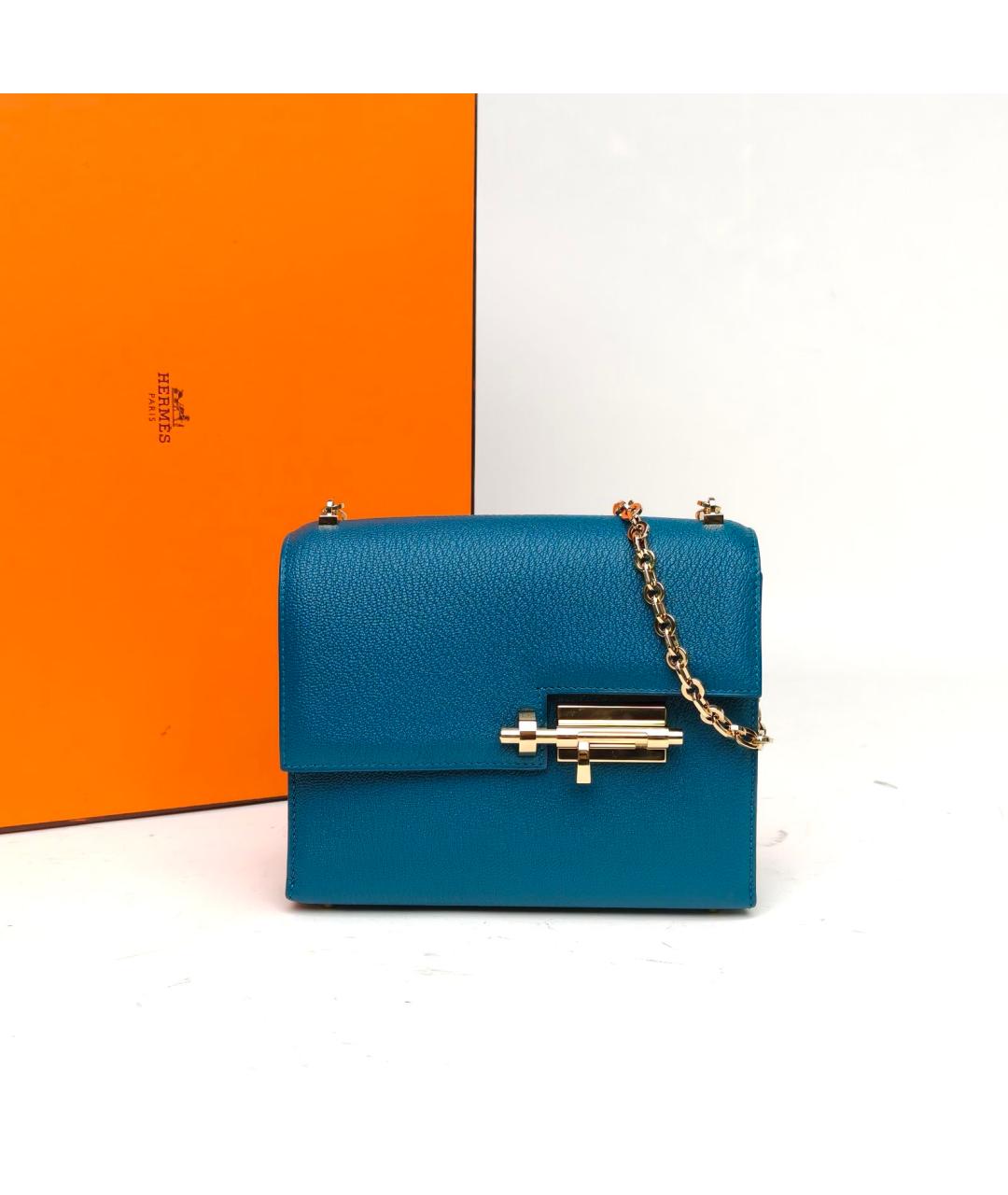 HERMES Синяя кожаная сумка через плечо, фото 9