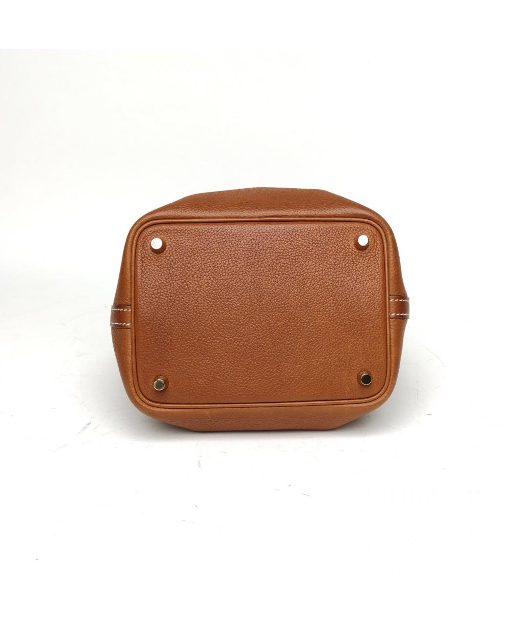 HERMES Коричневая кожаная сумка с короткими ручками, фото 6