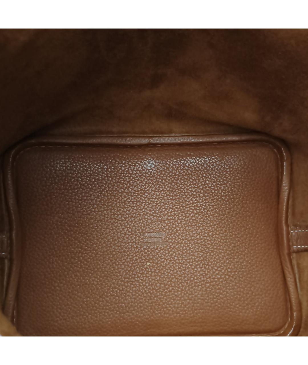 HERMES Коричневая кожаная сумка с короткими ручками, фото 8