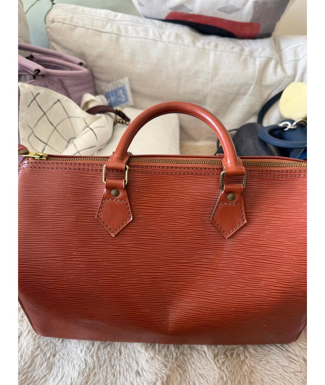 LOUIS VUITTON Коричневая кожаная сумка с короткими ручками, фото 9