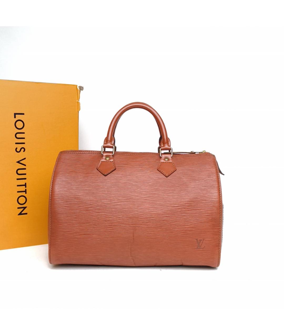 LOUIS VUITTON Коричневая кожаная сумка с короткими ручками, фото 8