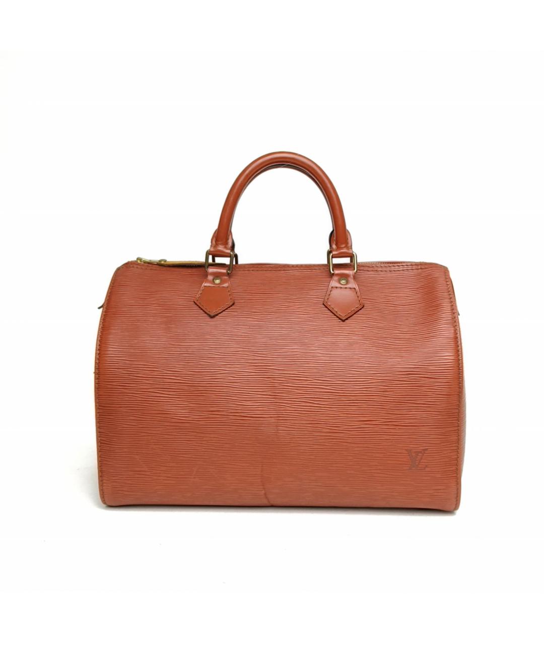 LOUIS VUITTON Коричневая кожаная сумка с короткими ручками, фото 4