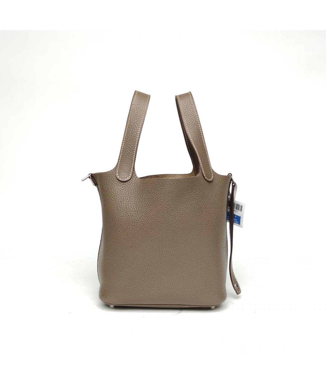 HERMES Серая кожаная сумка с короткими ручками, фото 3