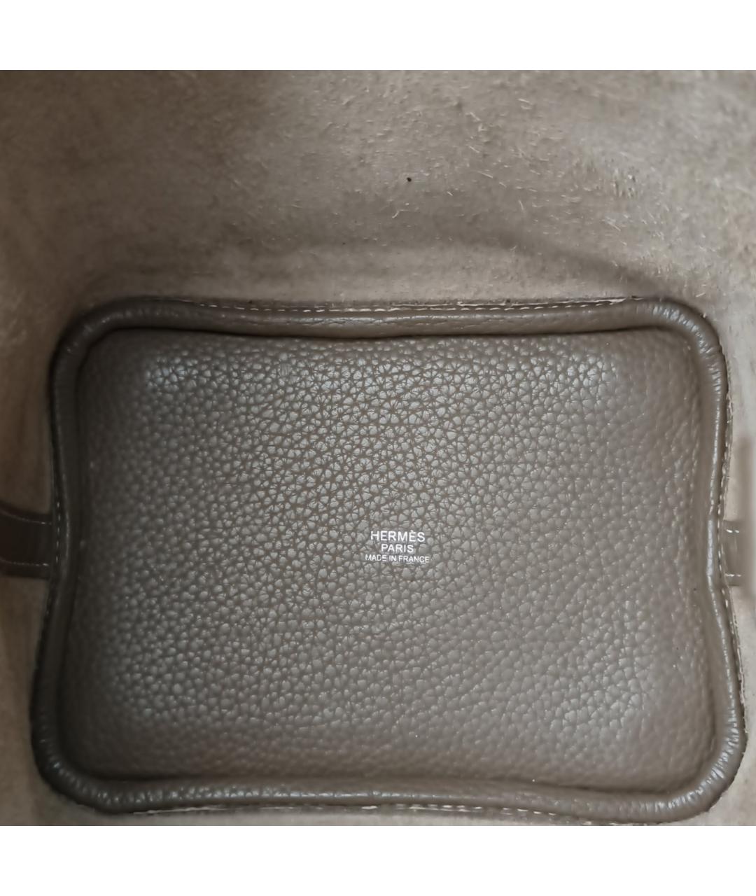 HERMES Серая кожаная сумка с короткими ручками, фото 8