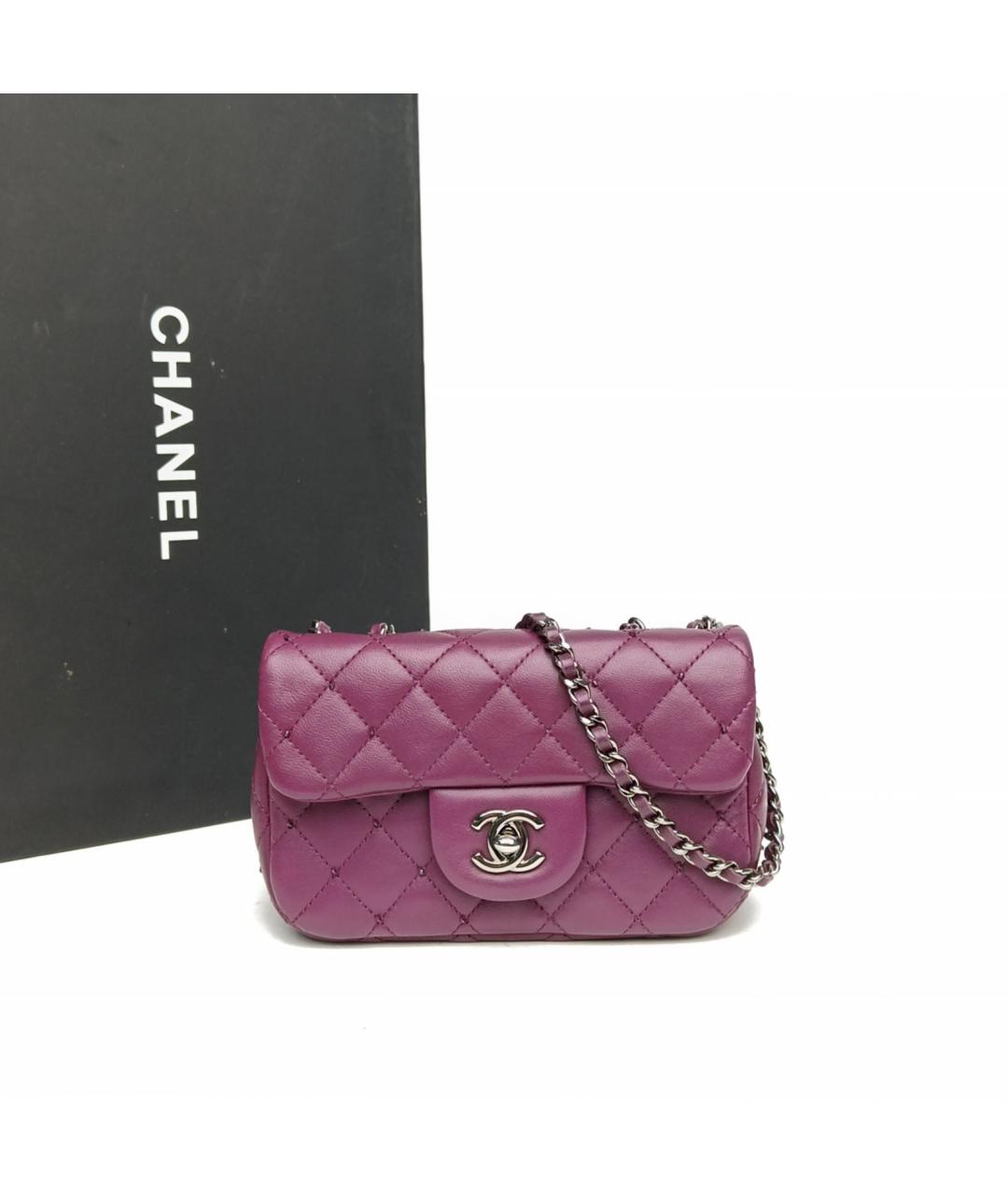 CHANEL Фиолетовая кожаная сумка через плечо, фото 9