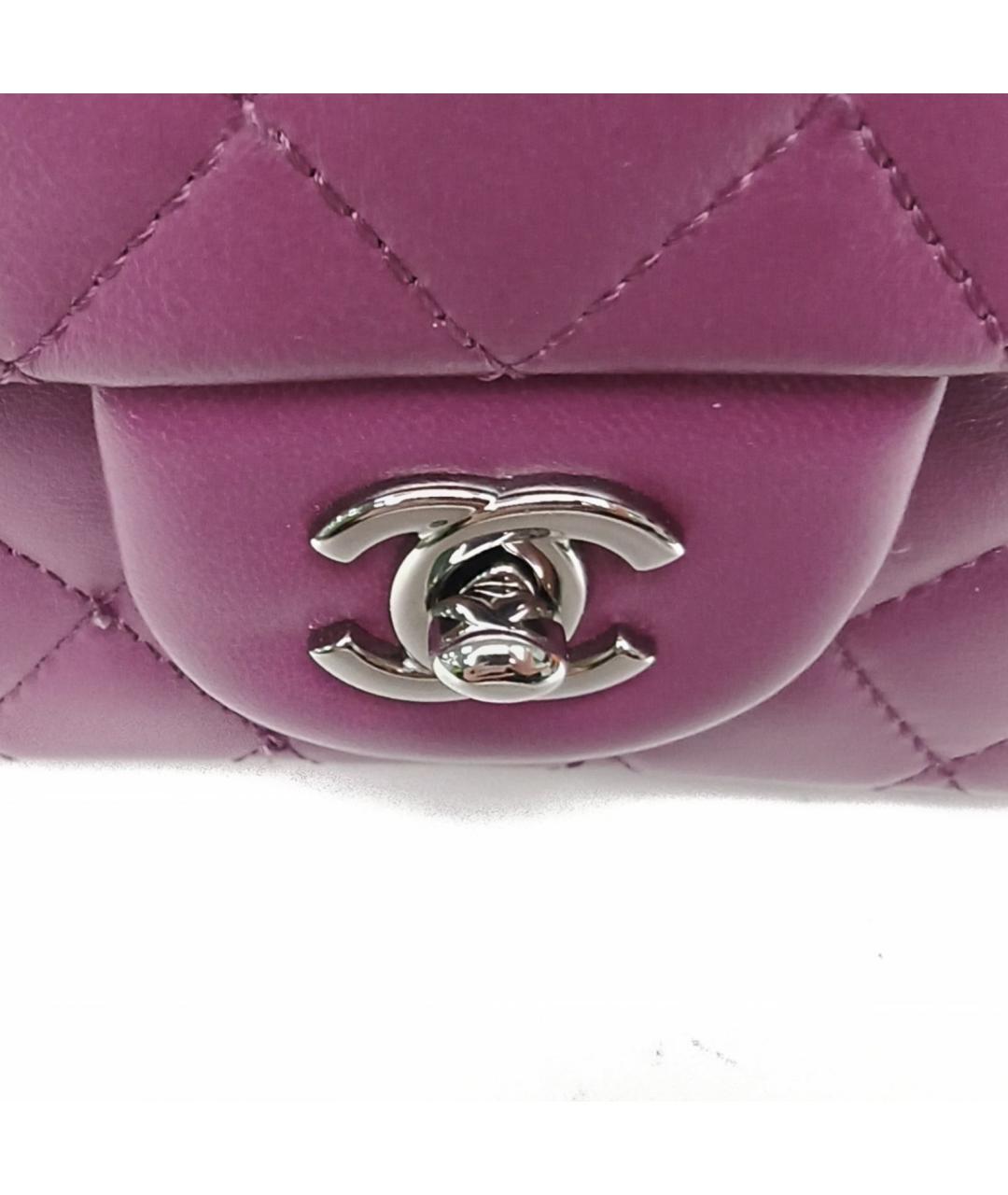 CHANEL Фиолетовая кожаная сумка через плечо, фото 7