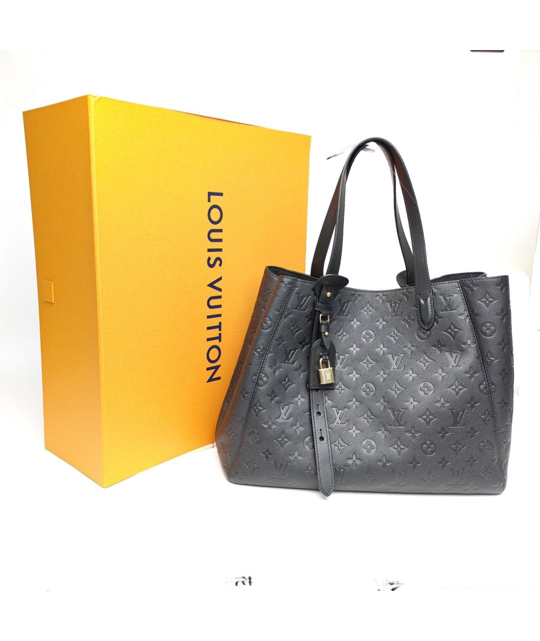 LOUIS VUITTON Черная кожаная сумка тоут, фото 8