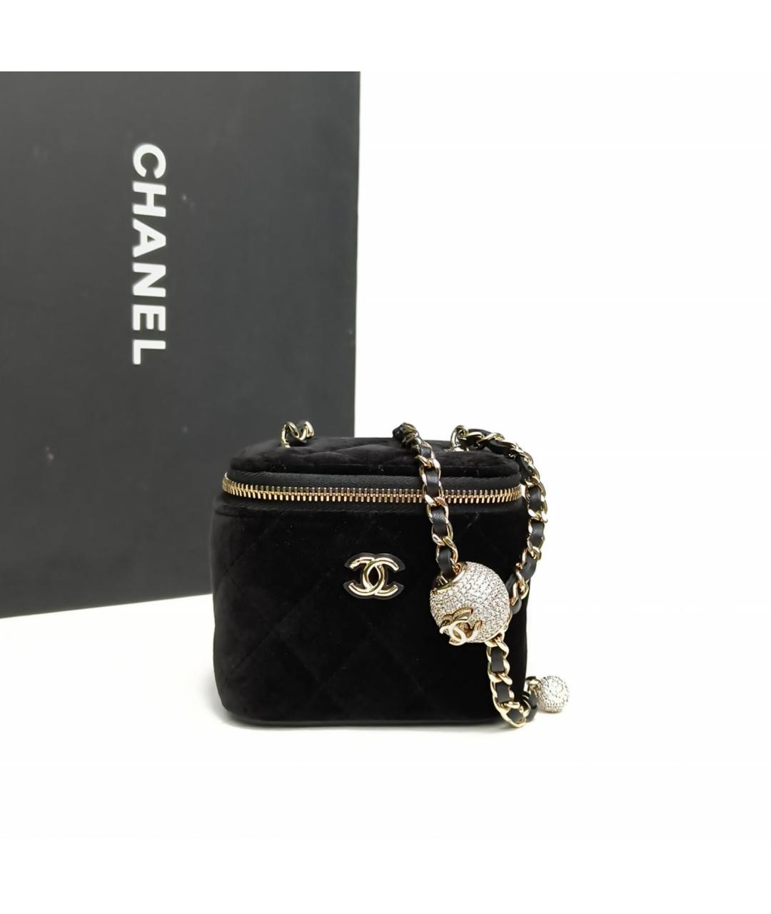 CHANEL Черная бархатная сумка через плечо, фото 9