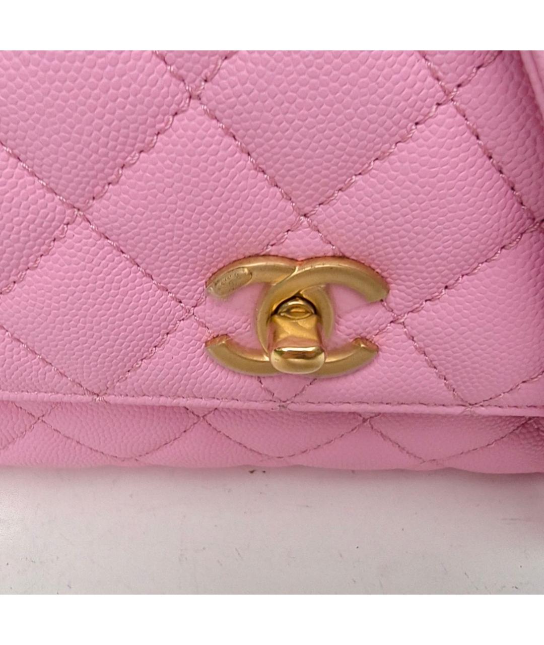 CHANEL Розовая кожаная сумка с короткими ручками, фото 7