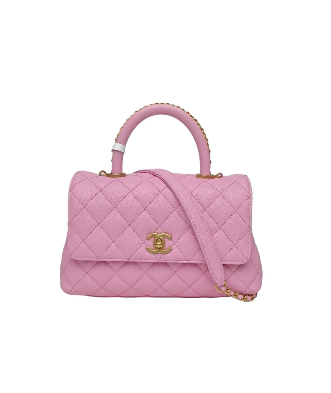 CHANEL Розовая кожаная сумка с короткими ручками, фото 1