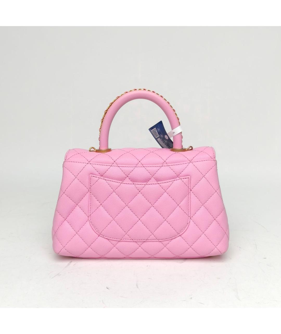 CHANEL Розовая кожаная сумка с короткими ручками, фото 4