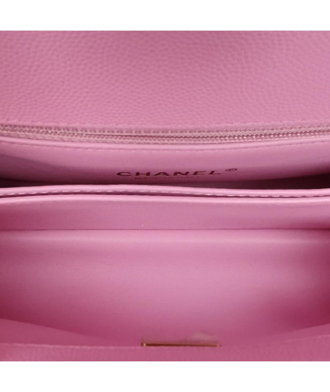 CHANEL Розовая кожаная сумка с короткими ручками, фото 8