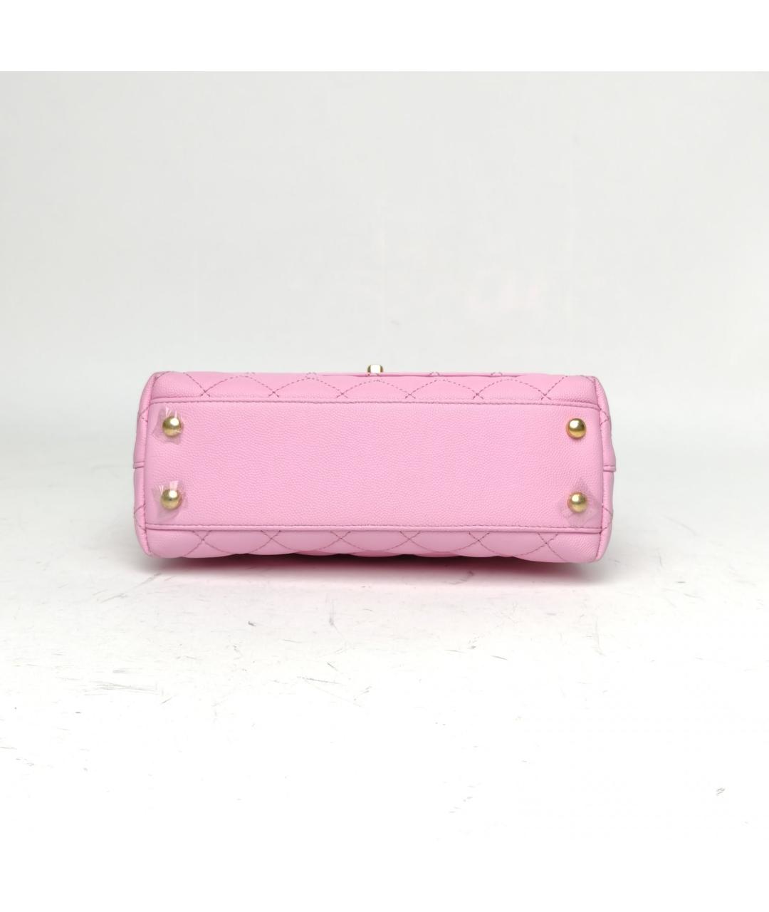 CHANEL Розовая кожаная сумка с короткими ручками, фото 6