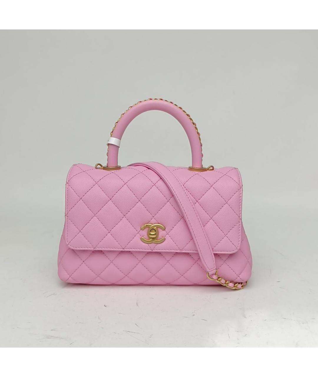 CHANEL Розовая кожаная сумка с короткими ручками, фото 2