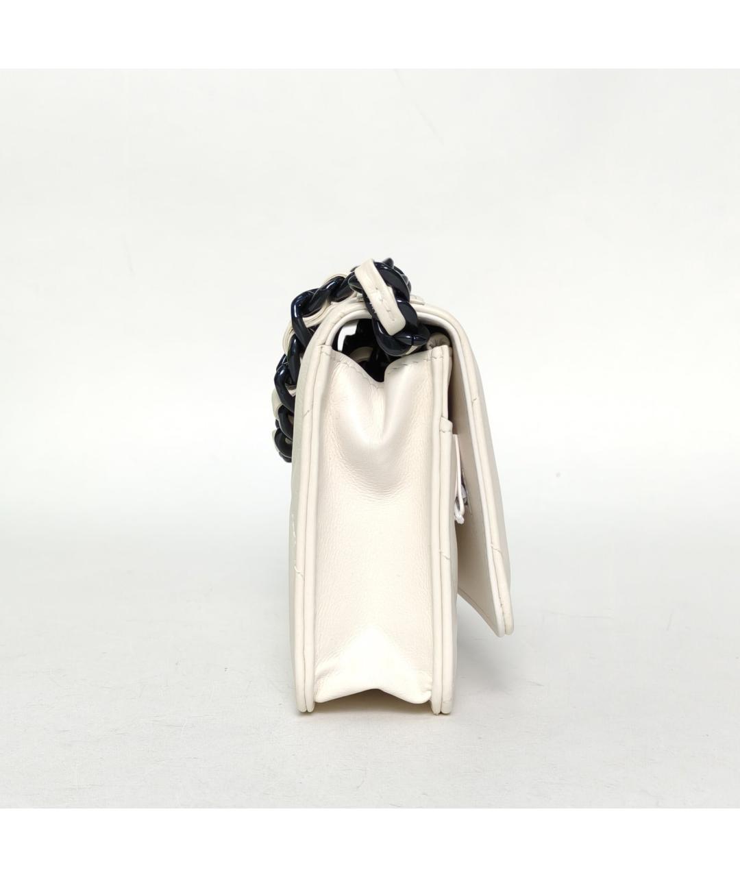 CHANEL Белая кожаная сумка через плечо, фото 5