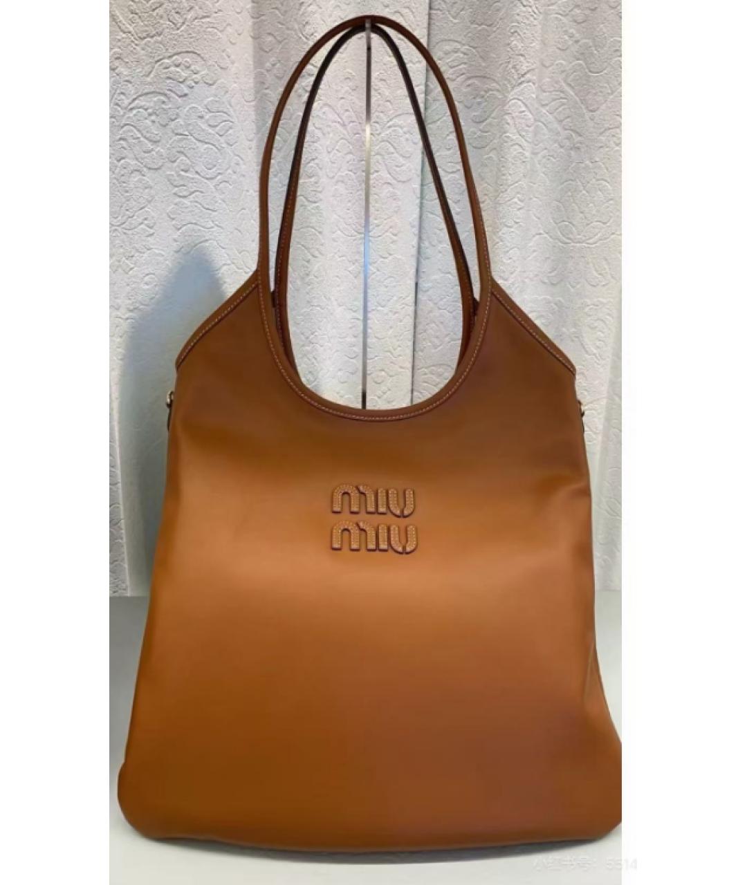 MIU MIU Коричневая кожаная сумка тоут, фото 7
