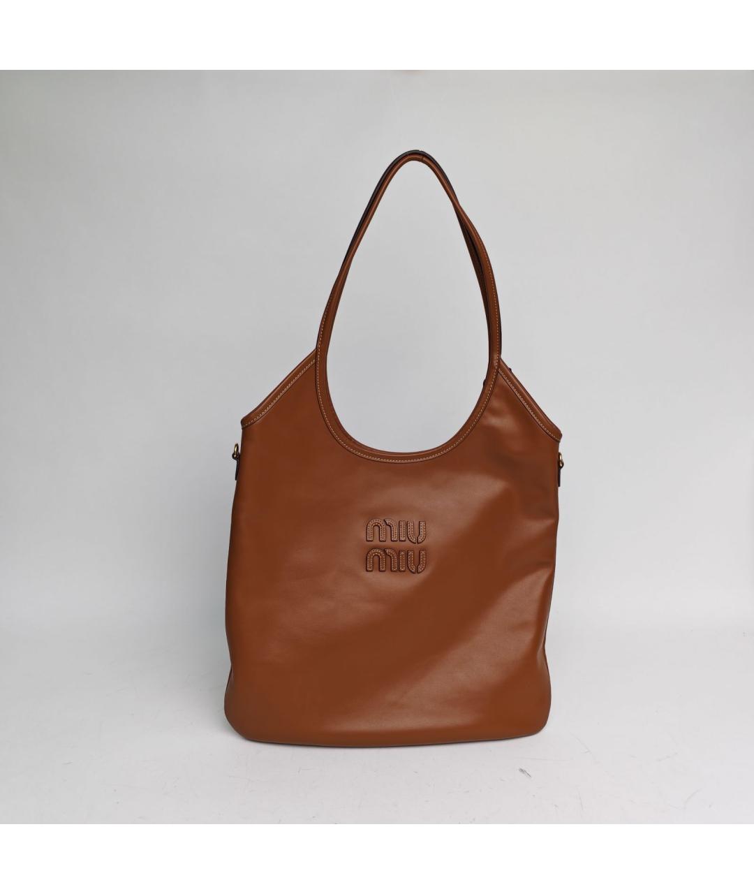 MIU MIU Коричневая кожаная сумка тоут, фото 2