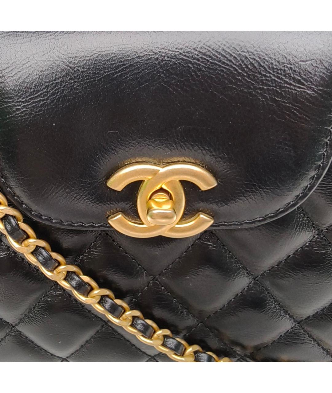 CHANEL Черная кожаная сумка с короткими ручками, фото 7