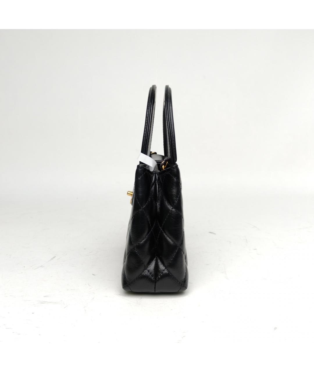 CHANEL Черная кожаная сумка с короткими ручками, фото 3