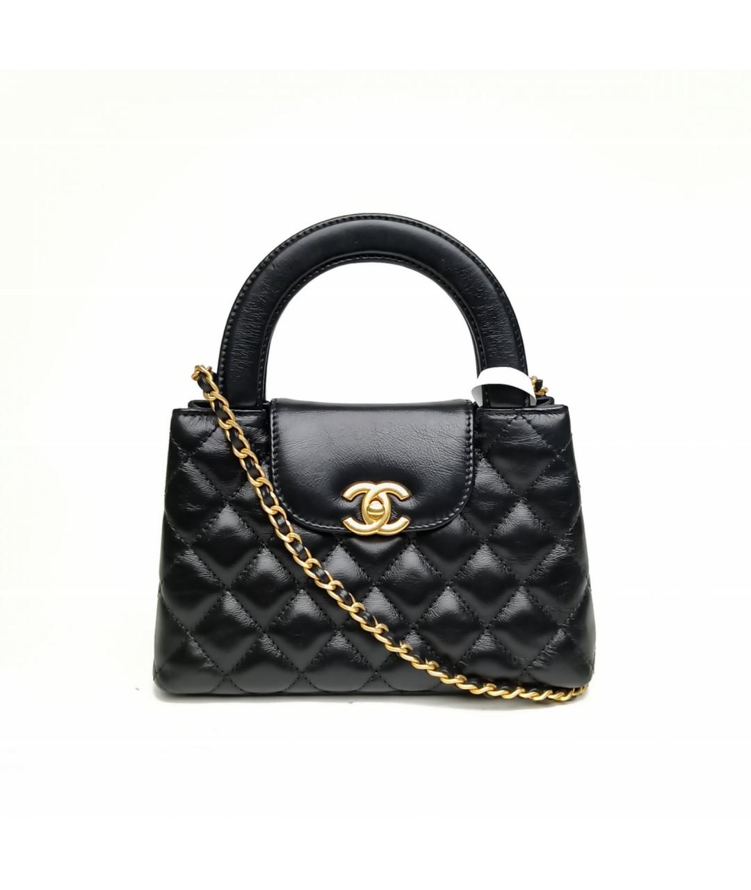 CHANEL Черная кожаная сумка с короткими ручками, фото 2
