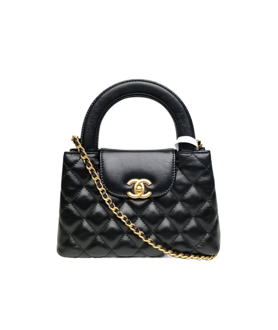 CHANEL Черная кожаная сумка с короткими ручками, фото 1