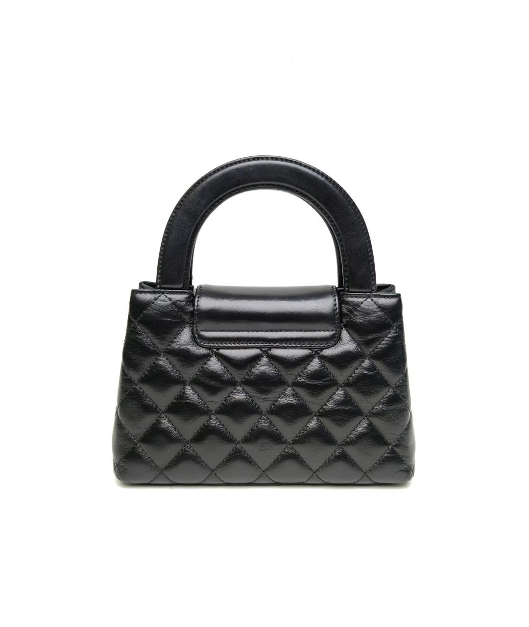 CHANEL Черная кожаная сумка с короткими ручками, фото 4