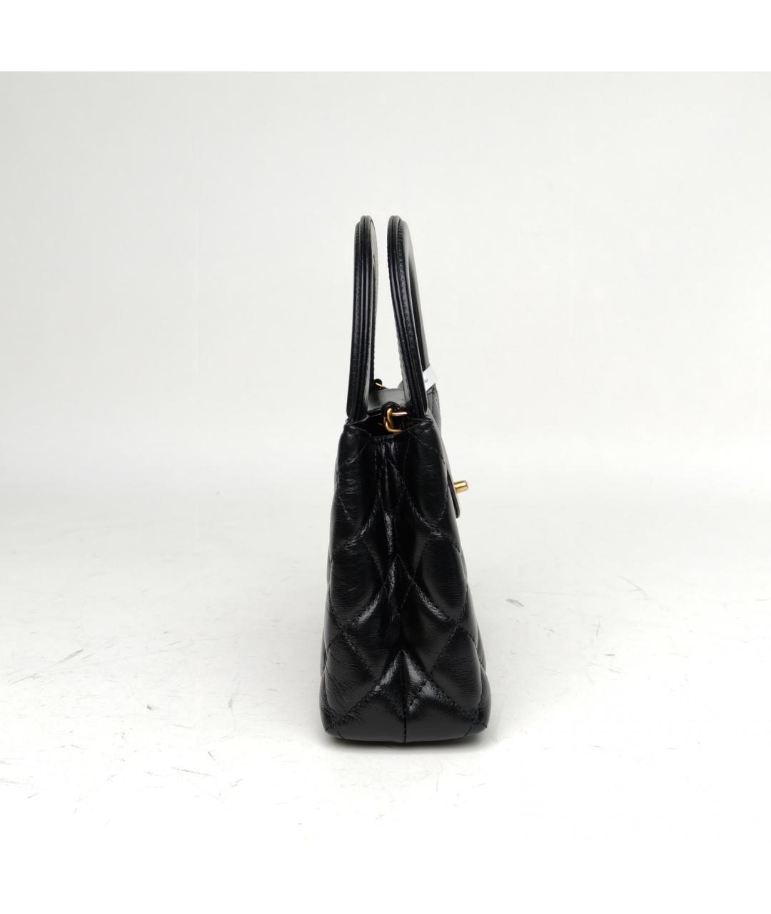 CHANEL Черная кожаная сумка с короткими ручками, фото 5